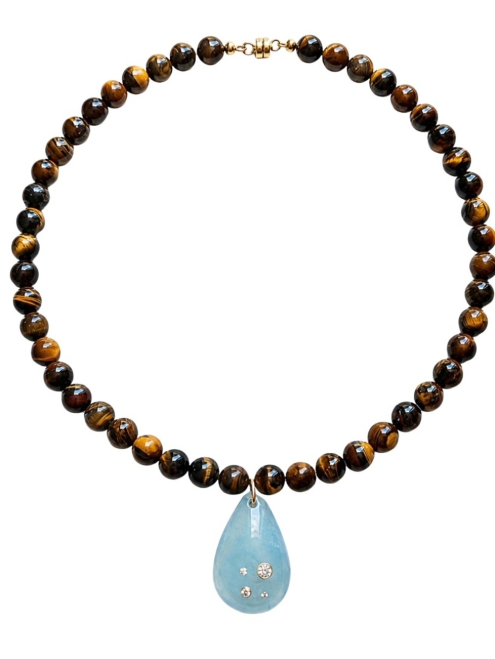 Aquamarine and Tiger's Eye Necklace
